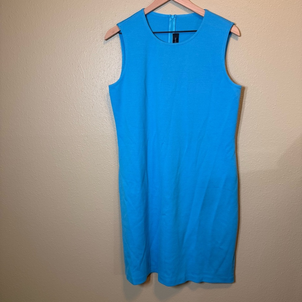 St. John 100% Wool Shift Dress SZ 12 Vibrant Blue Spring Easter Dress